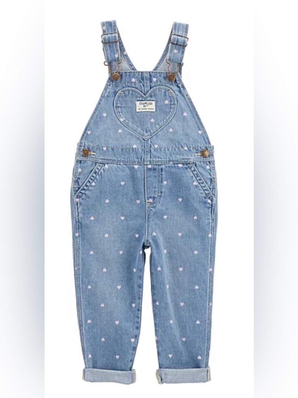 OshKosh B'gosh Light Blue Denim Overalls with Pink Heart Print